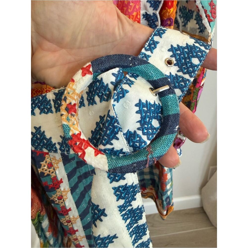NEW FARM Rio Summer Stitches Romper Embroidered Patchwork Festival Small NWT - Picture 7 of 8